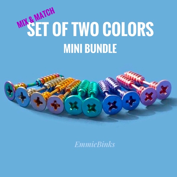 New 2 PAIR New Colors Stainless Steel | Easy To Wear | Trendy Design | Punk - Picture 16 of 16